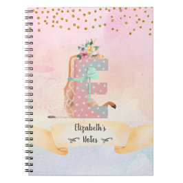 Monogram Letter E Baby Giraffe Girl Daily Diary Notitieboek