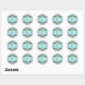 Monogram Letter E Blauw Sticker/Envelopzegel Ronde Sticker (Vel)