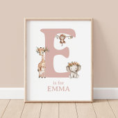 Monogram Letter E Boho Jungle Thema Kinderkamer Mu Poster