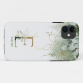Monogram Letter E Greenery Hoesje-Mate iPhone Case (Achterkant (horizontaal))