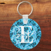Monogram Letter E Ice Blue Rozen Sleutelhanger (Voorkant)
