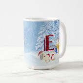 Monogram Letter E Kerstmis Snowman Angel Woodland Koffiemok (Voorkant rechts)