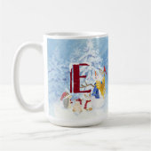 Monogram Letter E Kerstmis Snowman Angel Woodland Koffiemok (Links)