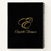 Monogram Letter E Paard in gouden glitter Notitieboek (Achterkant)