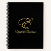 Monogram Letter E Paard in gouden glitter Notitieboek (Voorkant)