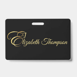 Monogram Letter E Paard in goudkleur Badge