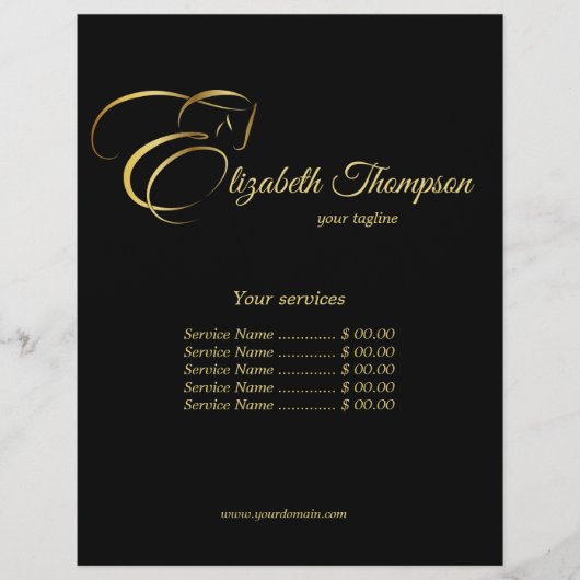 Monogram Letter E Paard in goudkleur Flyer (Voorkant)