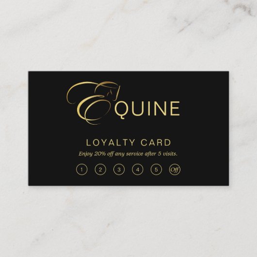 Monogram Letter E Paard in goudkleur Klantenkaartje (Voorkant)
