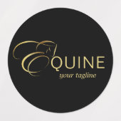 Monogram Letter E Paard in goudkleur Labels (Design 2)