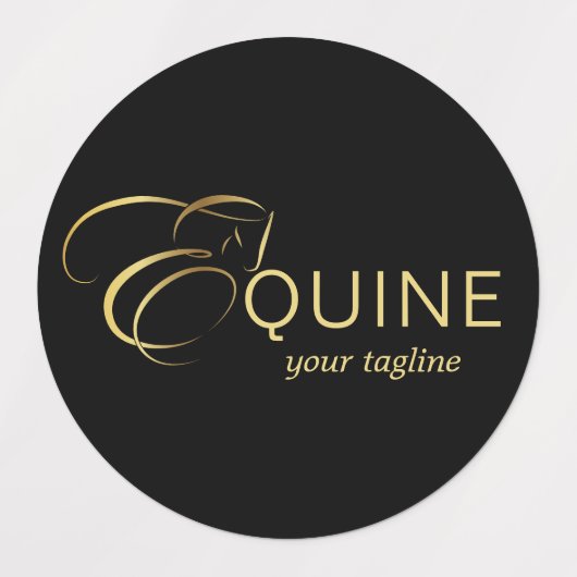 Monogram Letter E Paard in goudkleur Labels (Design 2)