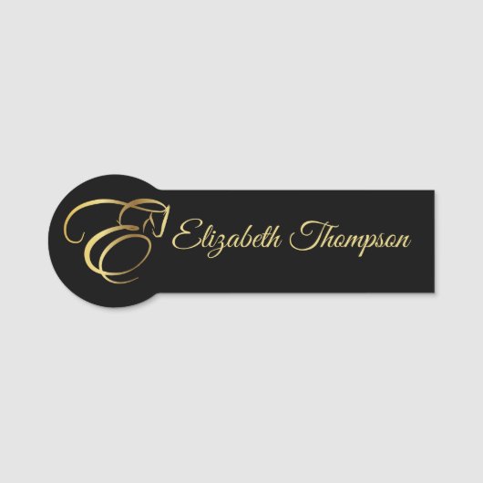 Monogram Letter E Paard in goudkleur Naamplaatje (Voorkant)