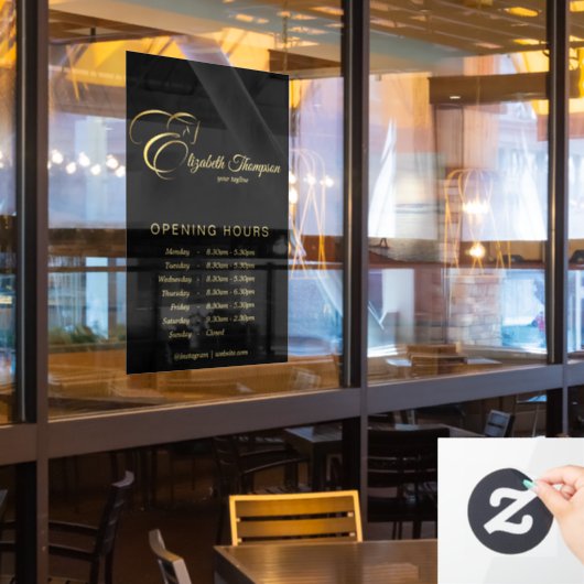 Monogram Letter E Paard in goudkleur Raamsticker (Restaurant Raam)