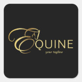 Monogram Letter E Paard in goudkleur Vierkante Sticker (Voorkant)