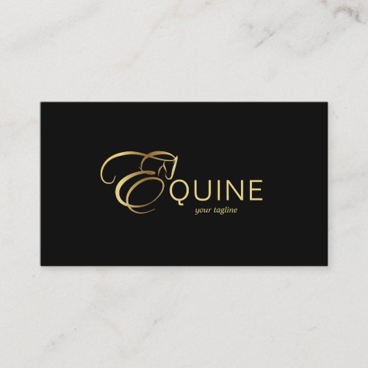 Monogram Letter E Paard in goudkleur Visitekaartje (Voorkant)