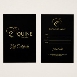 Monogram Letter E Paard in goudkleur Visitekaartje