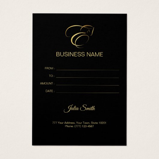 Monogram Letter E Paard in goudkleur Visitekaartje (Achterkant)