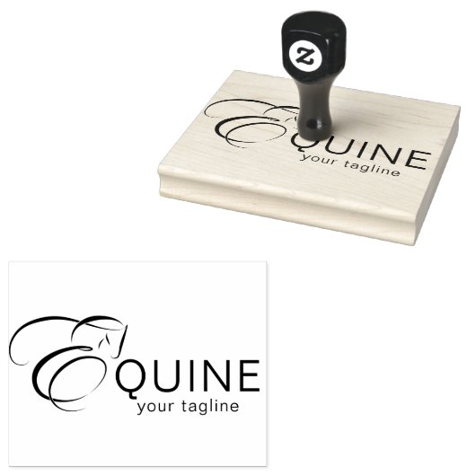 Monogram letter E Paard Rubberstempel (Gestempeld)