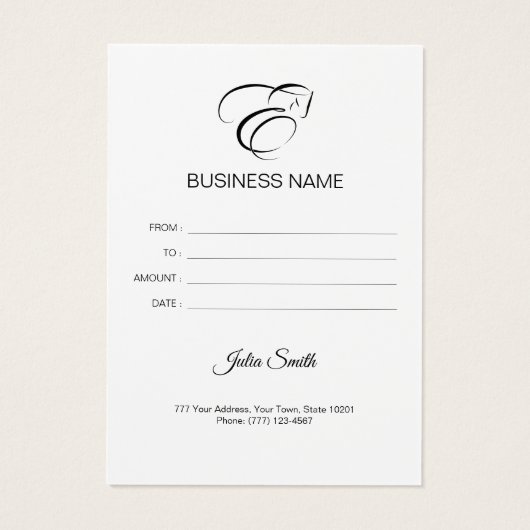 Monogram letter E Paard Visitekaartje (Achterkant)