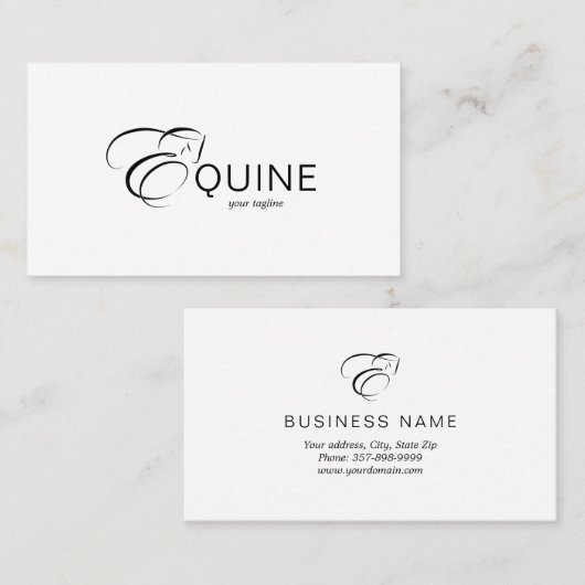 Monogram letter E Paard Visitekaartje (Voorkant / Achterkant)