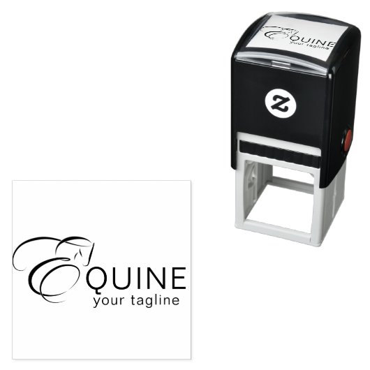 Monogram letter E Paard Zelfinktende Stempel (In situ)