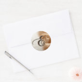 Monogram Letter E Roos Foto Wedding Envelope Seal Ronde Sticker (Envelop)