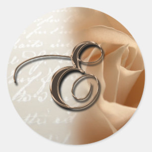 Monogram Letter E Roos Foto Wedding Envelope Seal Ronde Sticker