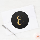 Monogram letter E schrift Goudkleurig Ronde Sticker (Envelop)