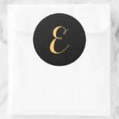 Monogram letter E schrift Goudkleurig Ronde Sticker (Tas)