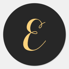Monogram letter E schrift Goudkleurig Ronde Sticker