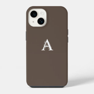 MONOGRAM LETTER EEN MINIMALISTISCHE KLEUR BRUIN iPhone 14 HOESJE