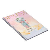 Monogram Letter F Baby Elephant Girl Daily Diary Notitieboek (Rechterzijde)
