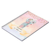 Monogram Letter F Baby Elephant Girl Daily Diary Notitieboek (Linkerzijde)
