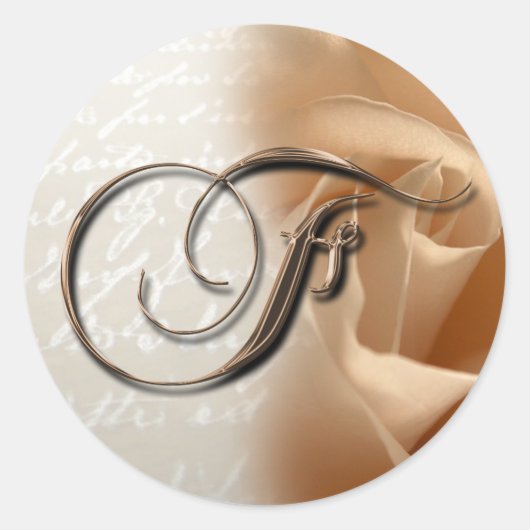 Monogram Letter F Bruiloft Envelop Seal Ronde Sticker (Voorkant)
