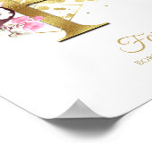 Monogram Letter F Gold Foil & Pink Floral Nursery Poster (Hoek)