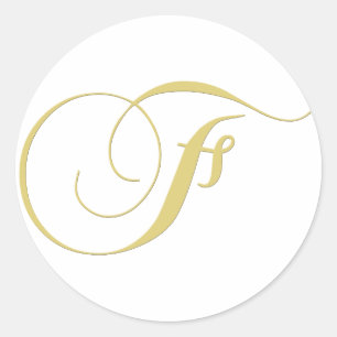 Monogram letter F gouden single Ronde Sticker