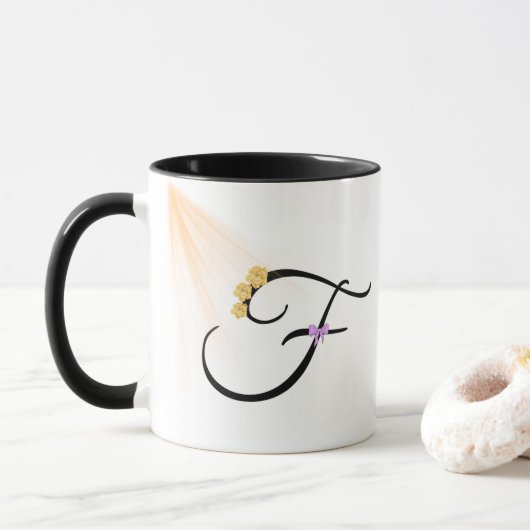 Monogram Letter F Koffiemok Mok (Met donut)