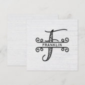 Monogram Letter F met Kaart gezinspenaam Note Notitiekaartje (Voorkant / Achterkant)