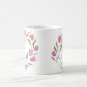 Monogram Letter F Paarse & Wit met bloemen Koffiemok (Center)