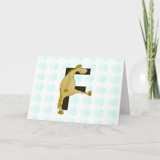 Monogram letter F Pony Notitiekaartje (Voorkant)