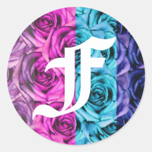 Monogram Letter F Rozen Multi Color Sticker