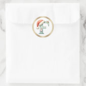 Monogram letter F, Santa hat Kerst sticker (Tas)