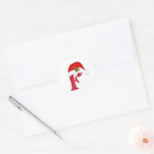 Monogram letter F, Santa hat Kerst sticker (Envelop)