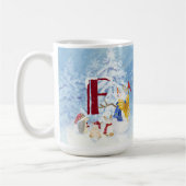 Monogram Letter F Schattig Angel Snowman Forest Koffiemok (Links)