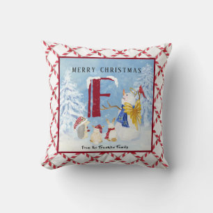 Monogram Letter F Schattig Angel Snowman Forest Kussen