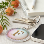 Monogram Letter F Verjaardagscadeau Voor Haar Sleutelhanger (Voorkant Rechts)
