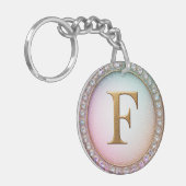 Monogram Letter F Verjaardagscadeau Voor Haar Sleutelhanger (Voorkant Links)