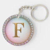 Monogram Letter F Verjaardagscadeau Voor Haar Sleutelhanger (Achterkant)