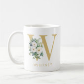 Monogram Letter Floral Initiaal Naam Koffiemok (Links)
