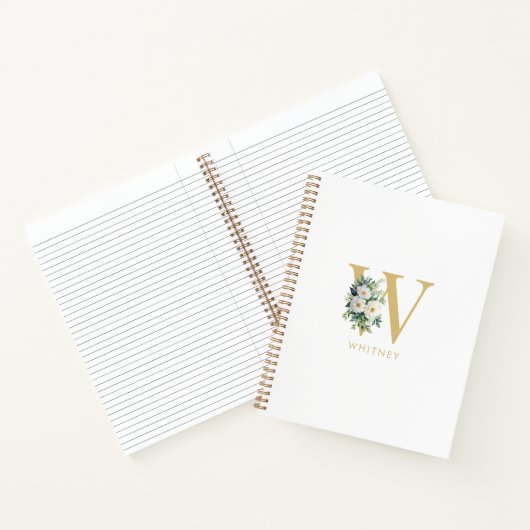 Monogram Letter Floral Initiaal Naam Notitieboek (Binnen)