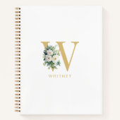 Monogram Letter Floral Initiaal Naam Notitieboek (Voorkant)
